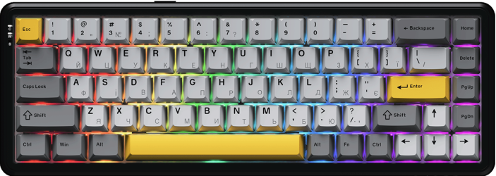 Дротова магнітна клавіатура Ajazz AK680 MAX Magnetic switches Black Gray Yellow (AK680-M-BGY-AW)