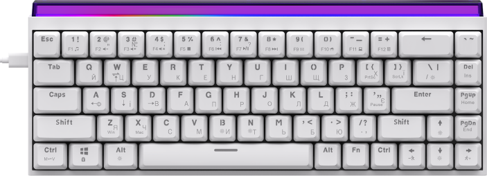 Дротова механічна клавіатура Ajazz NK68 Red switches White (NK68-R-W)