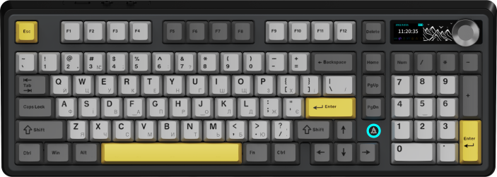 Бездротова механічна клавіатура Ajazz AK980 V2 Gift Switch V2 Black Grey Yellow (AK980-V2-G-BGY)