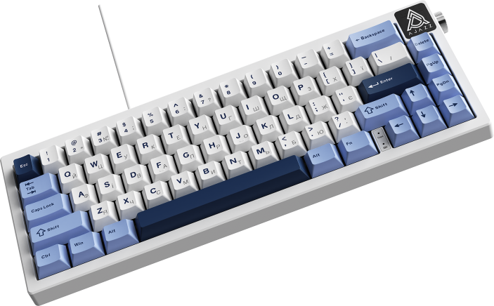 Дротова механічна клавіатура Ajazz AK650 Sea Salt switches Blue White Blue (AK650-SS-BWB)