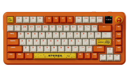 Бездротова механічна клавіатура Ajazz  AK820 MAX  Avocado Switch Orange-White Theme-RGB--With Screen