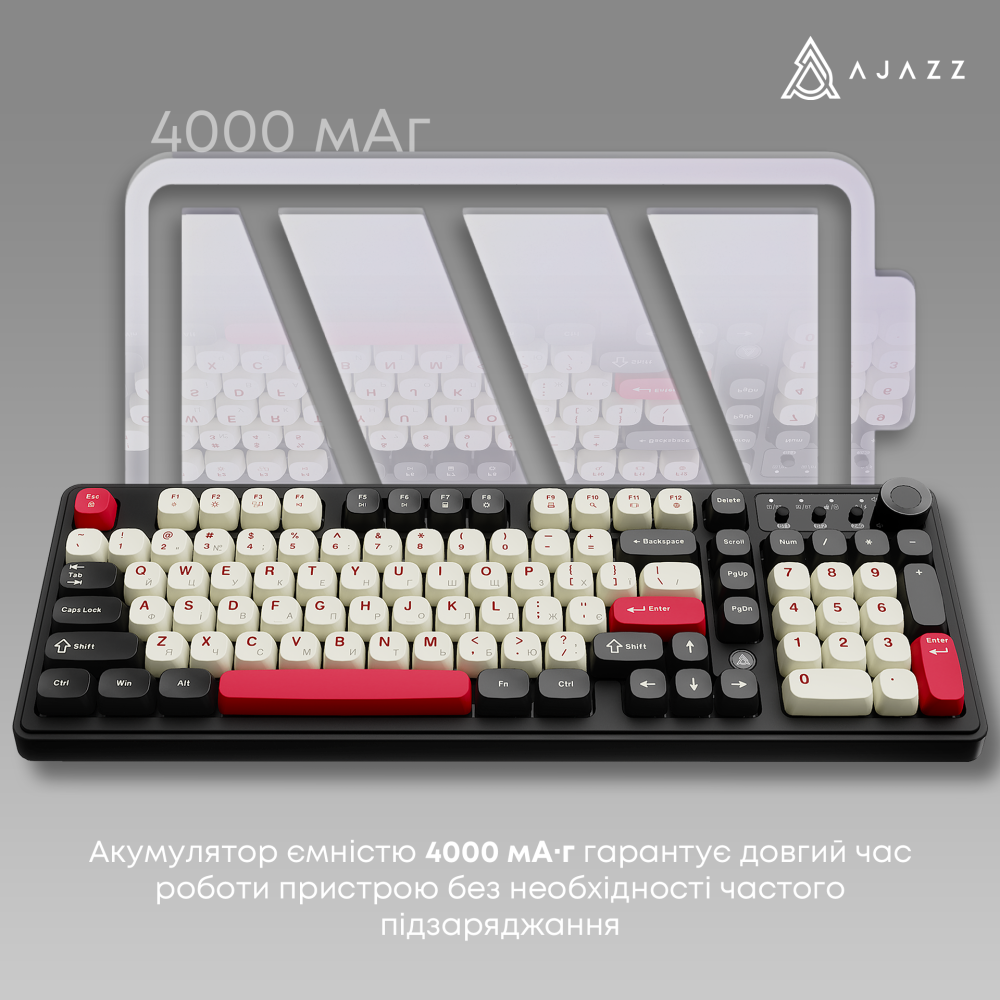 Бездротова клавіатура Ajazz AF98 PLUS Black Shark Red (AF98-PLUS-BSR)
