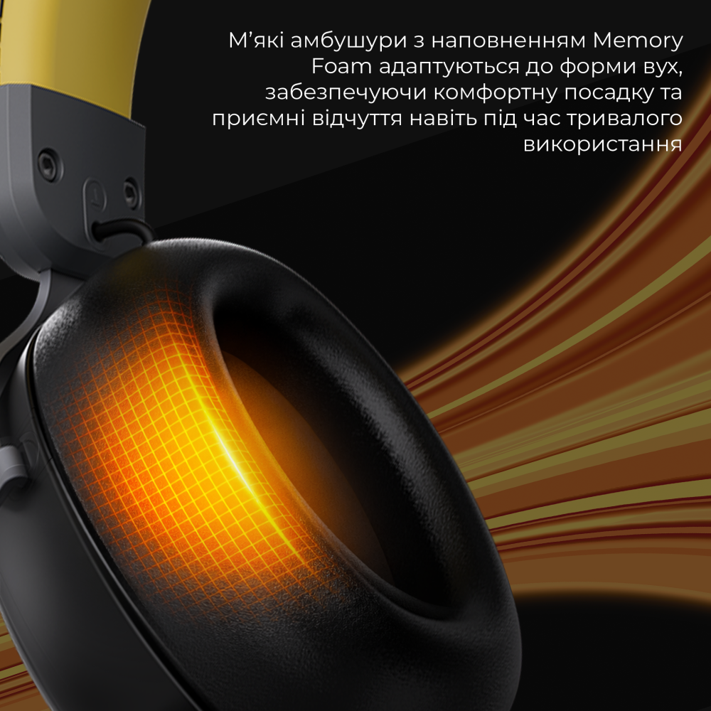 Бездротова ігрова гарнітура Ajazz AHM08 MAX Black Gray Yellow (AHM08-MAX-BGY)