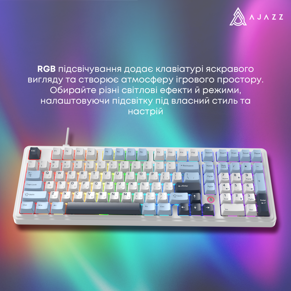 Дротова магнітна клавіатура Ajazz AK980 MAX Magnetic switches Blue White Dark Blue (AK980-MAX-M-BWD)