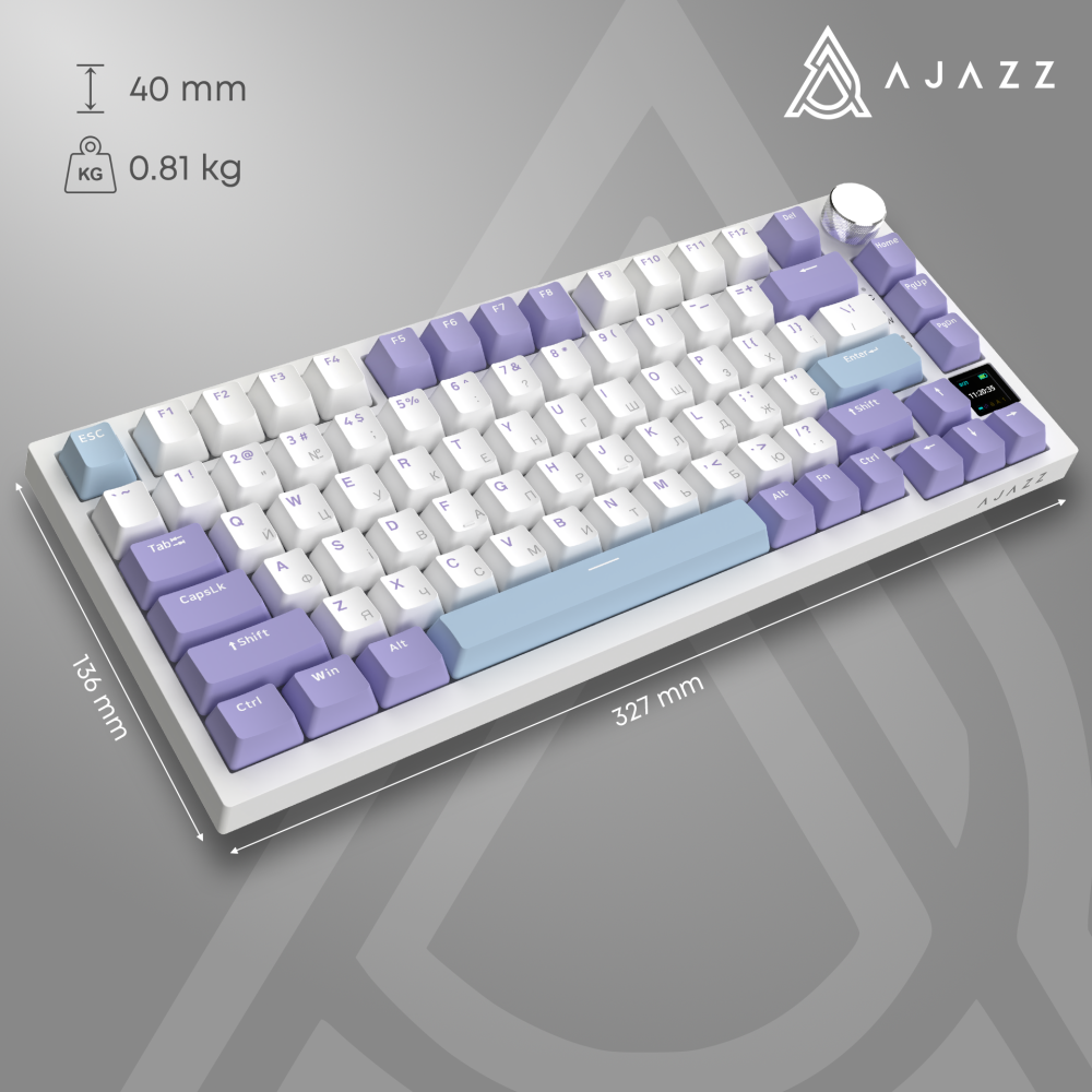 Бездротова механічна клавіатура Ajazz AK820 PRO 75% Flying Fish Switch White RGB (AK820PRO-FF-PWB)