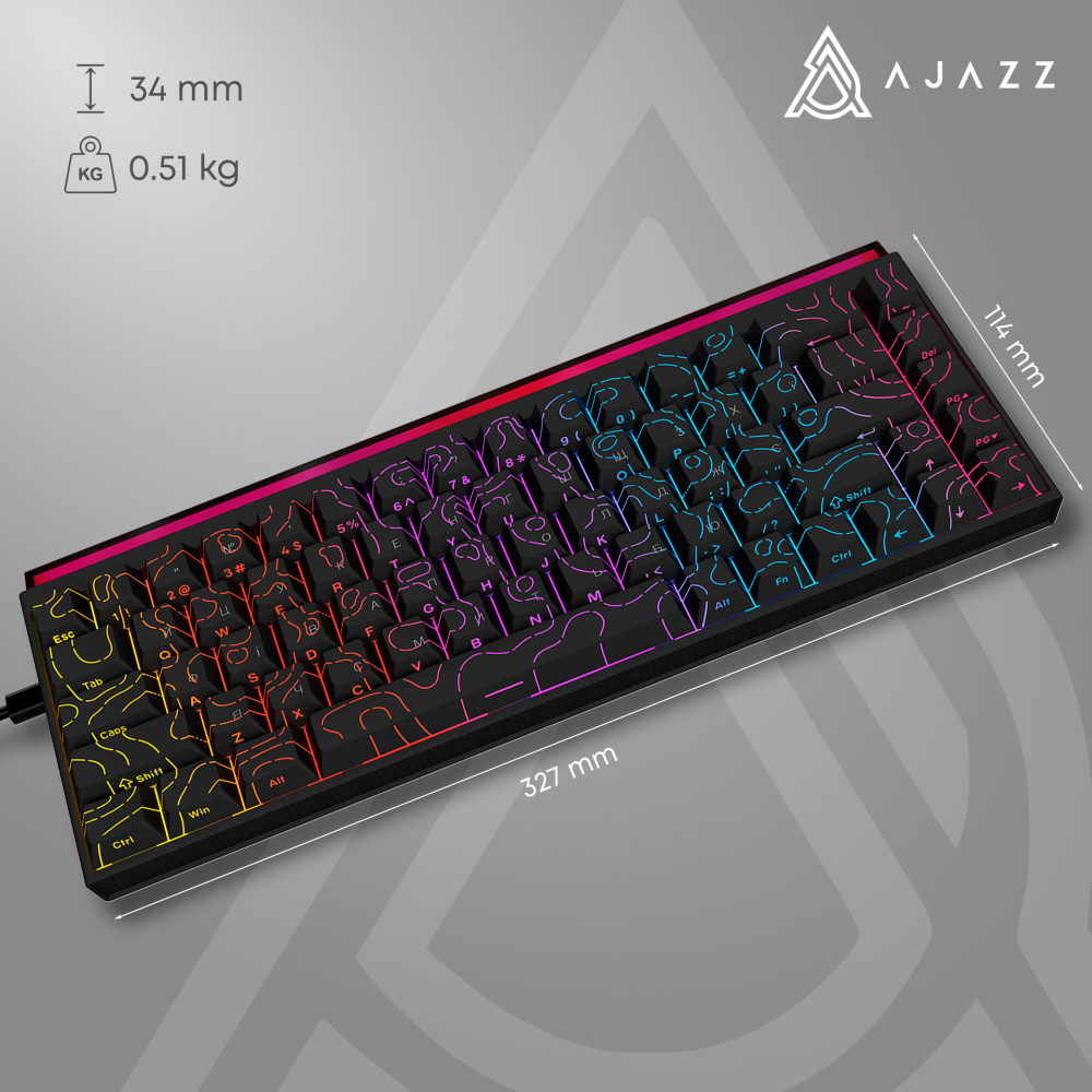 Дротова механічна клавіатура Ajazz NK68 Red switches Side Contour Black (NK68-R-S-B)