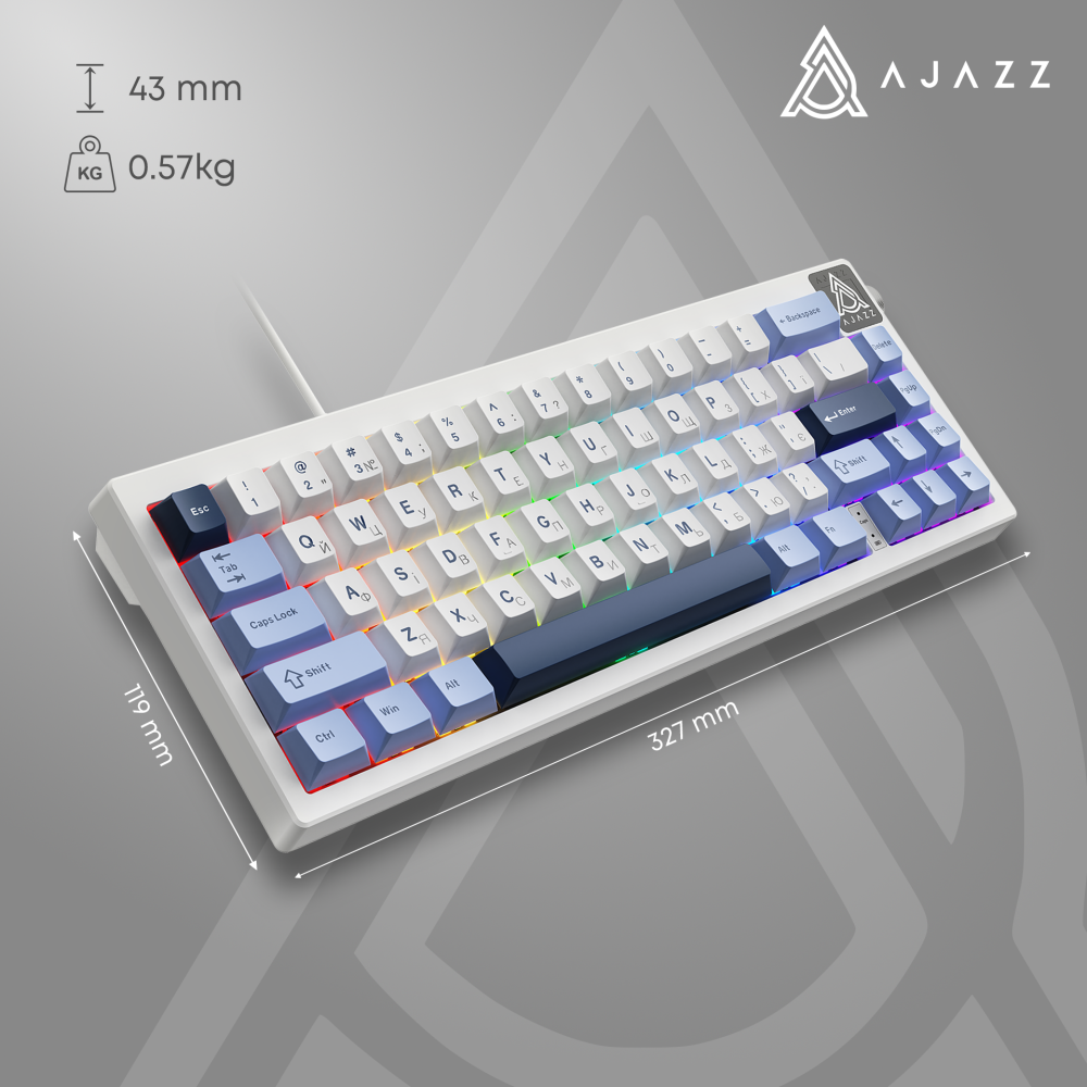 Дротова механічна клавіатура Ajazz AK650 Sea Salt switches Blue White Blue (AK650-SS-BWB)