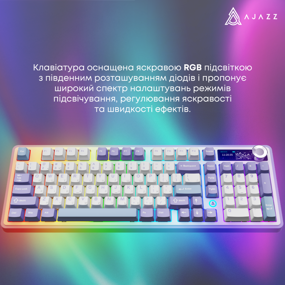 Бездротова механічна клавіатура Ajazz AK980 Clear Sky Switch - Purple (AK980-CS-PWB)