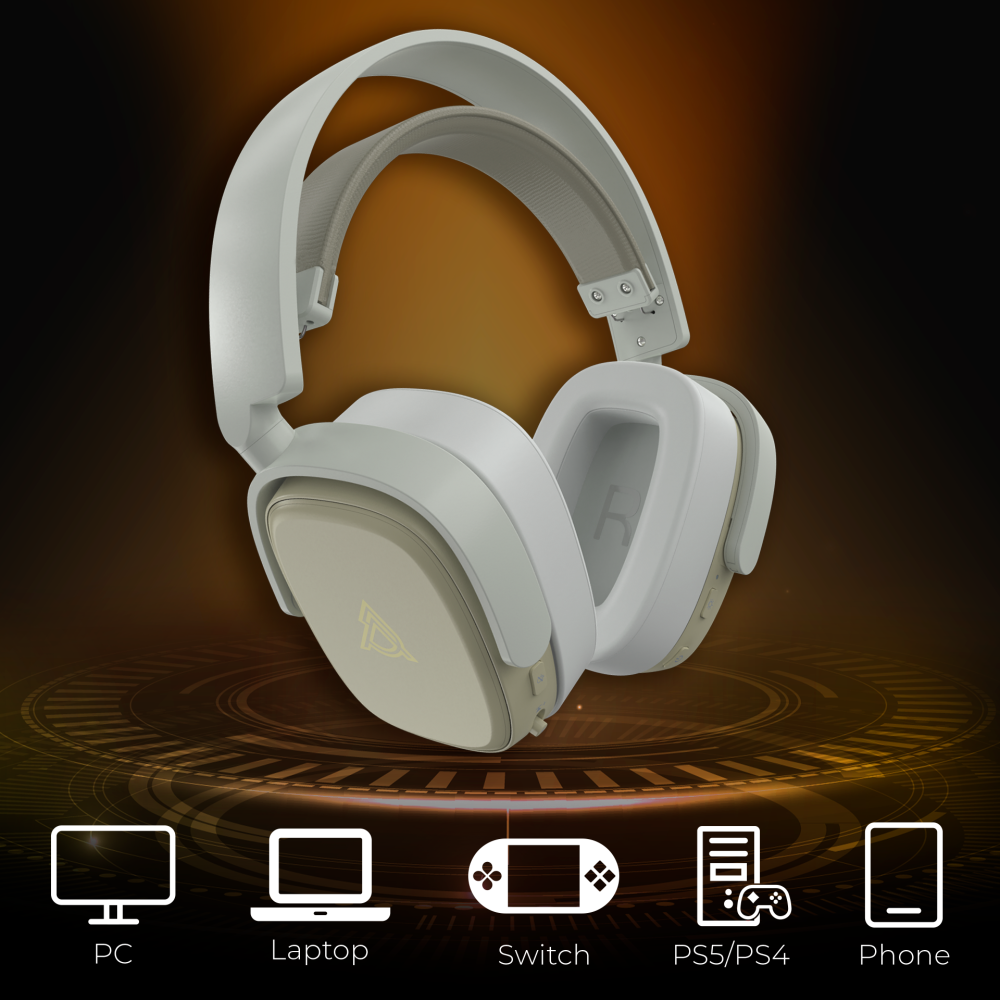 Бездротова ігрова гарнітура Ajazz AHM09 MAX Gray White (AHM09-MAX-GW)