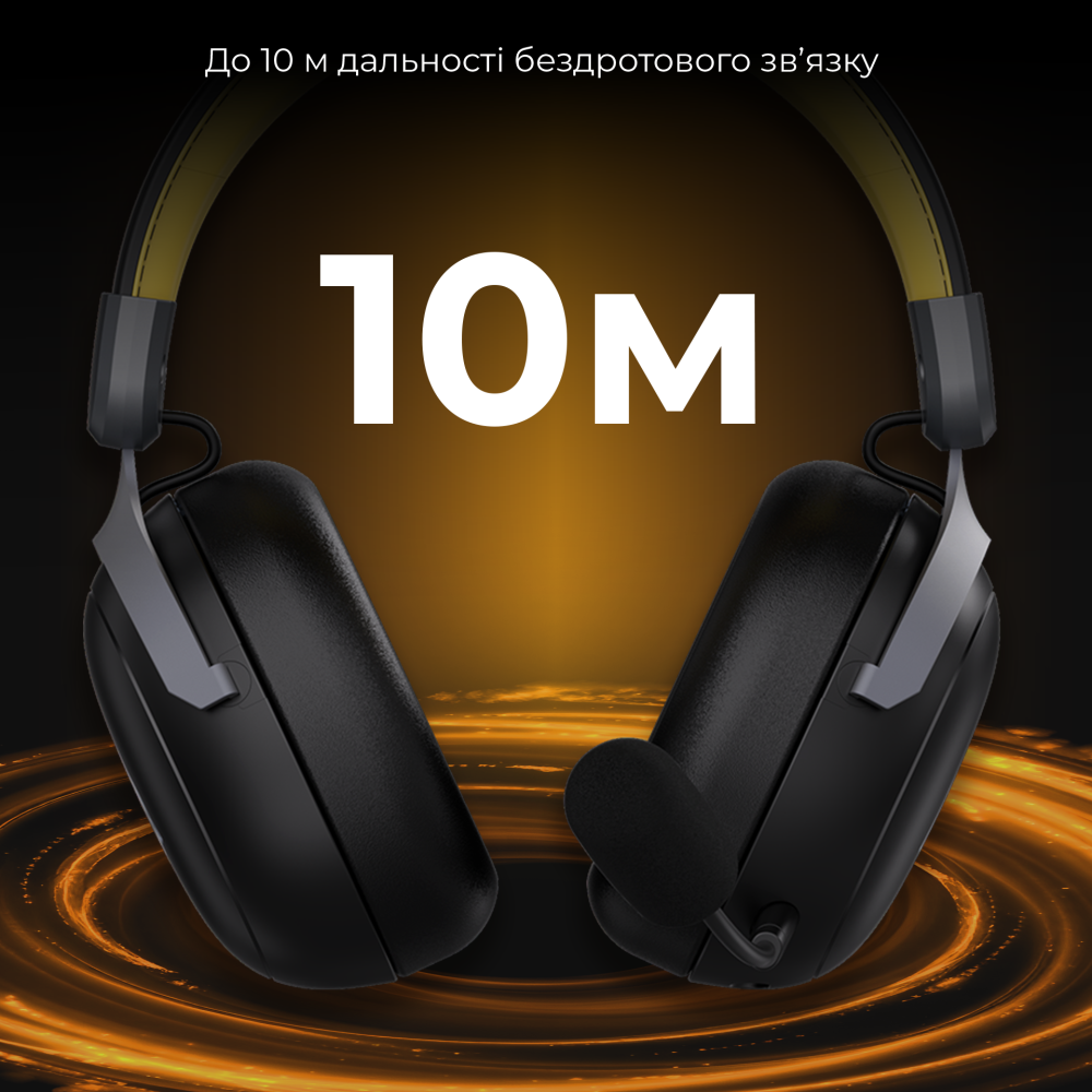 Бездротова ігрова гарнітура Ajazz AHM08 MAX Black Gray Yellow (AHM08-MAX-BGY)