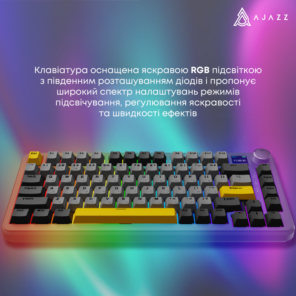 Бездротова механічна клавіатура Ajazz AK820 MAX Magnetic switches - Black (AK820MAX-M-BGY)