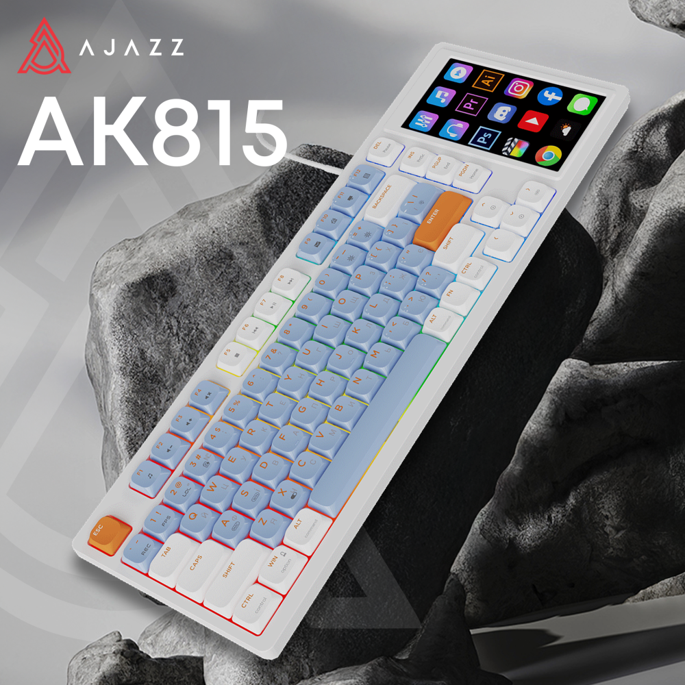 Ігрова механічна клавіатура Ajazz AKP815 Red Switch -  White Blue Orange-RGB-Wired