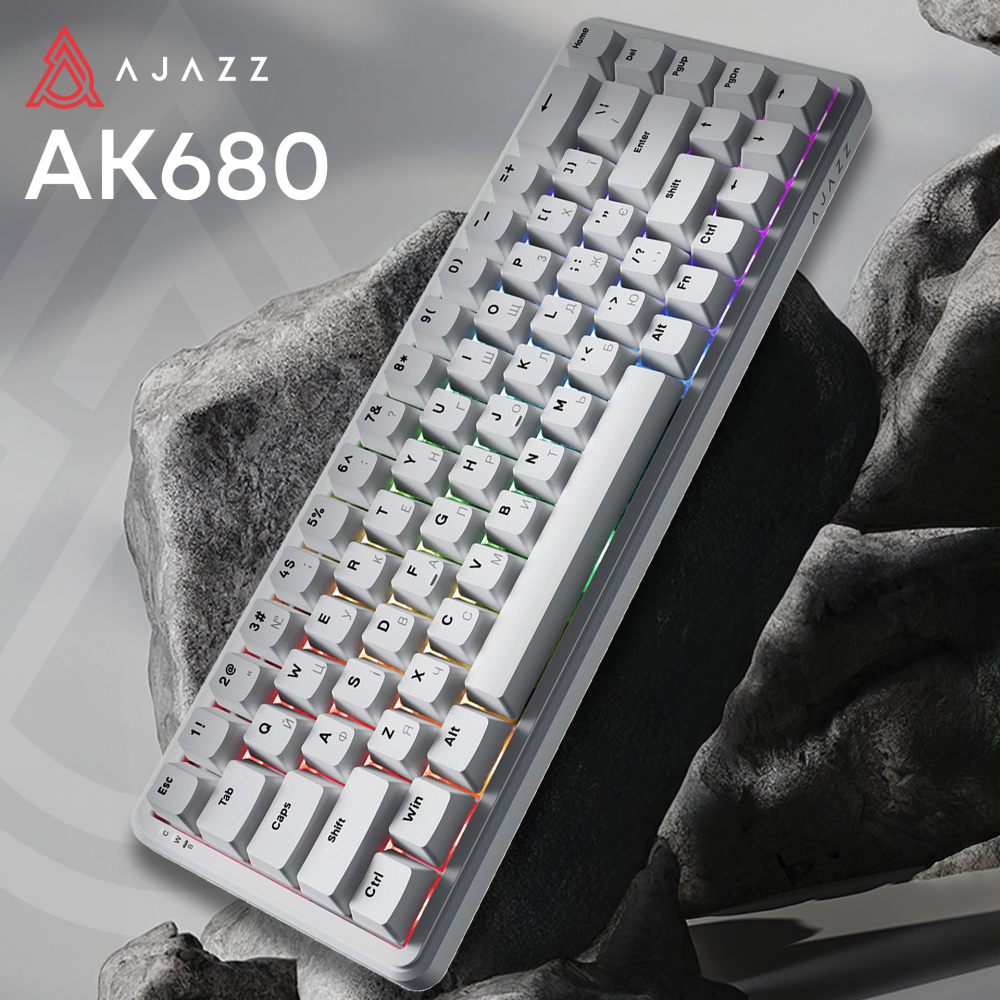 Клавіатура механічна дротова Ajazz AK680 MAX Magnetic Switch RGB USB White
