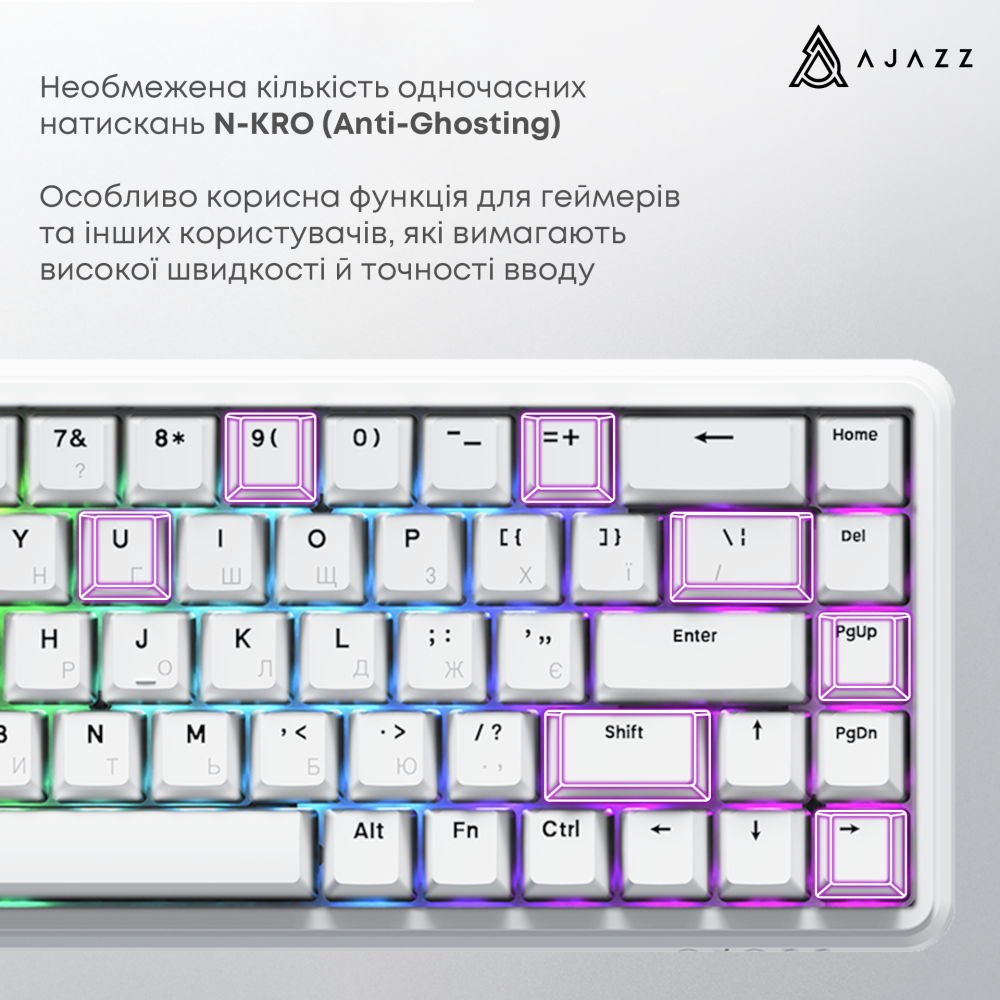 Клавіатура механічна дротова Ajazz AK680 MAX Magnetic Switch RGB USB White