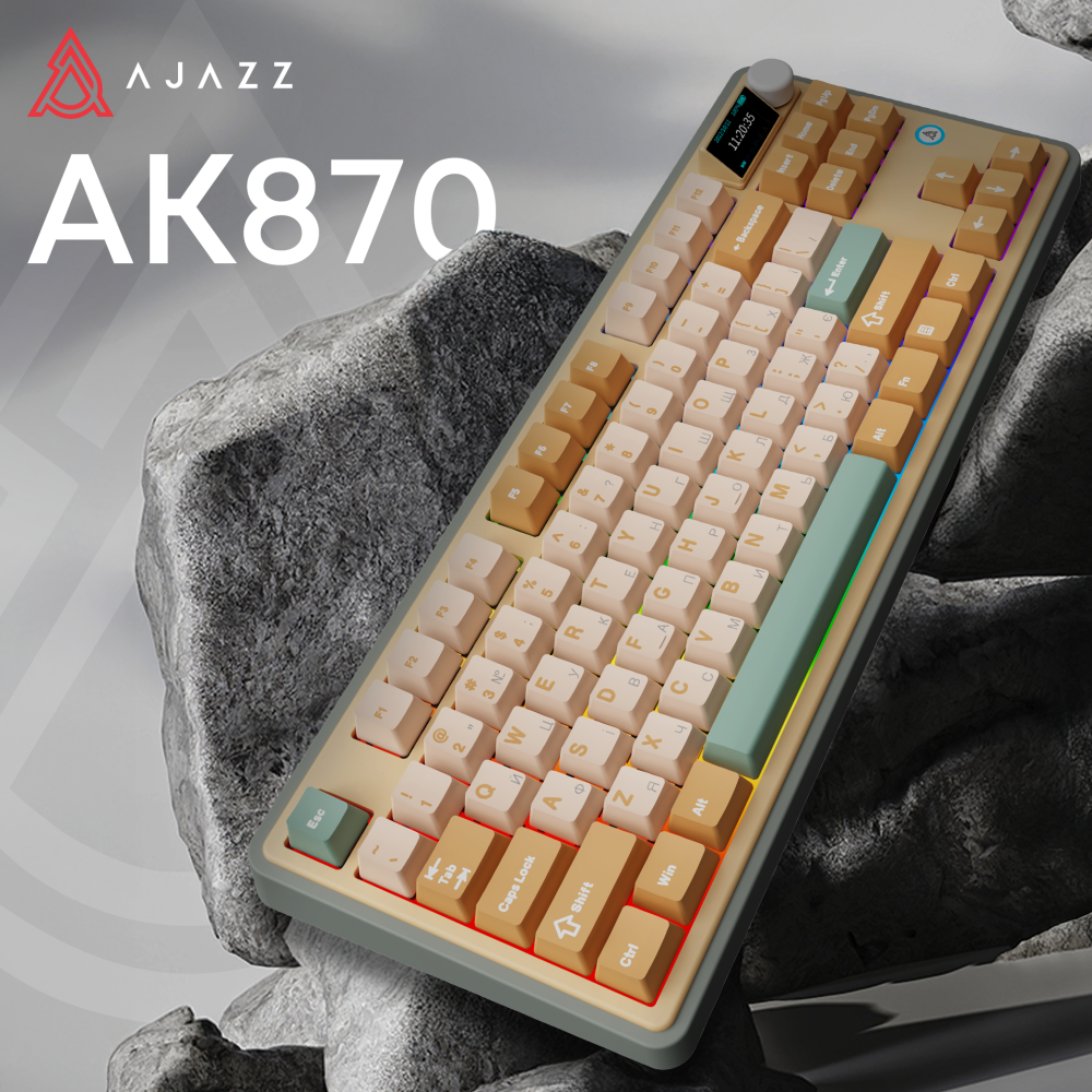 Бездротова механічна клавіатура Ajazz AK870 Jasmine Switch - Yellow (AK870-JS-YWG)