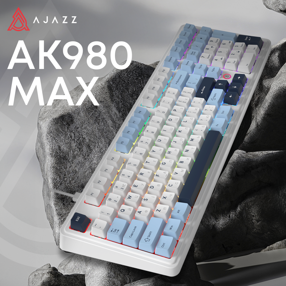 Дротова магнітна клавіатура Ajazz AK980 MAX Magnetic switches Blue White Dark Blue (AK980-MAX-M-BWD)