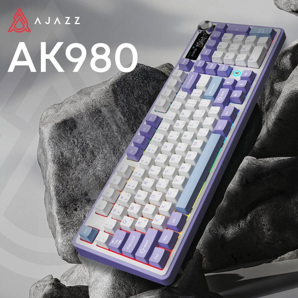 Бездротова механічна клавіатура Ajazz AK980 Clear Sky Switch - Purple (AK980-CS-PWB)