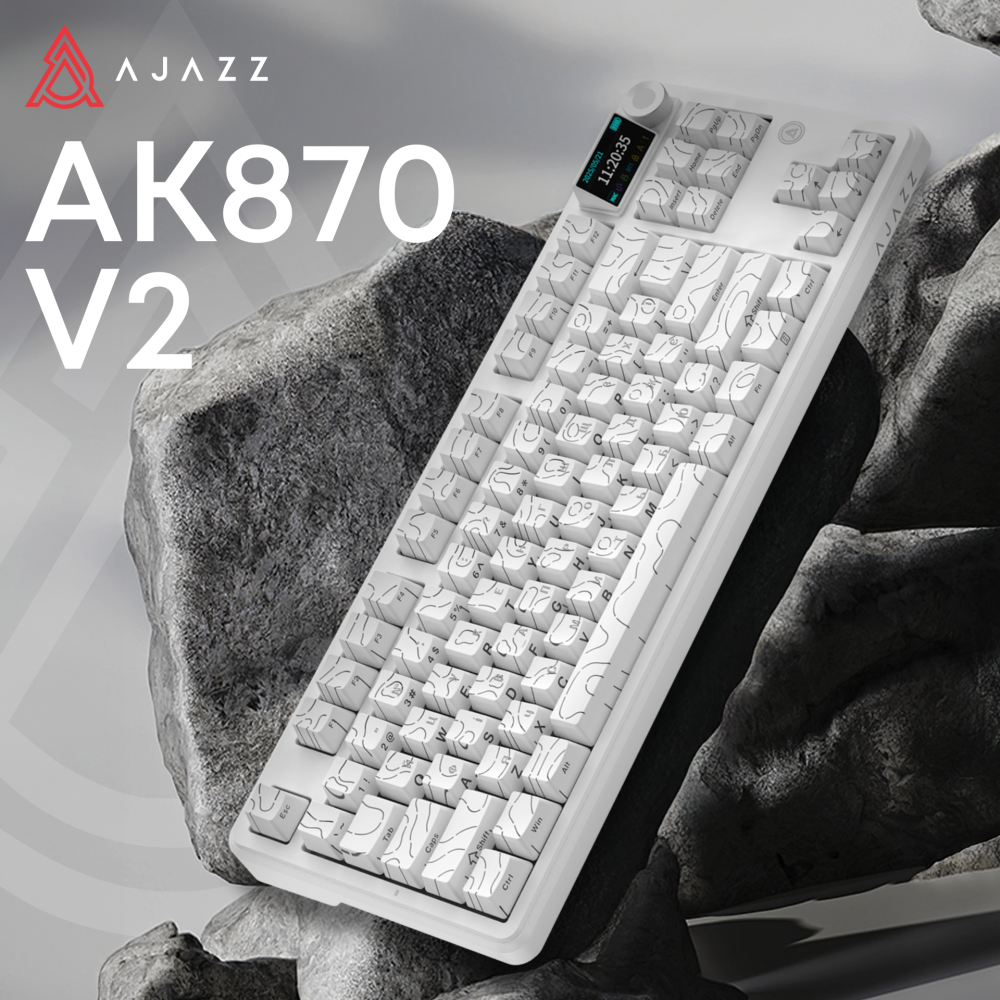 Бездротова механічна клавіатура Ajazz AK870 V2 Side Contour White (AK870-V2-S-W)