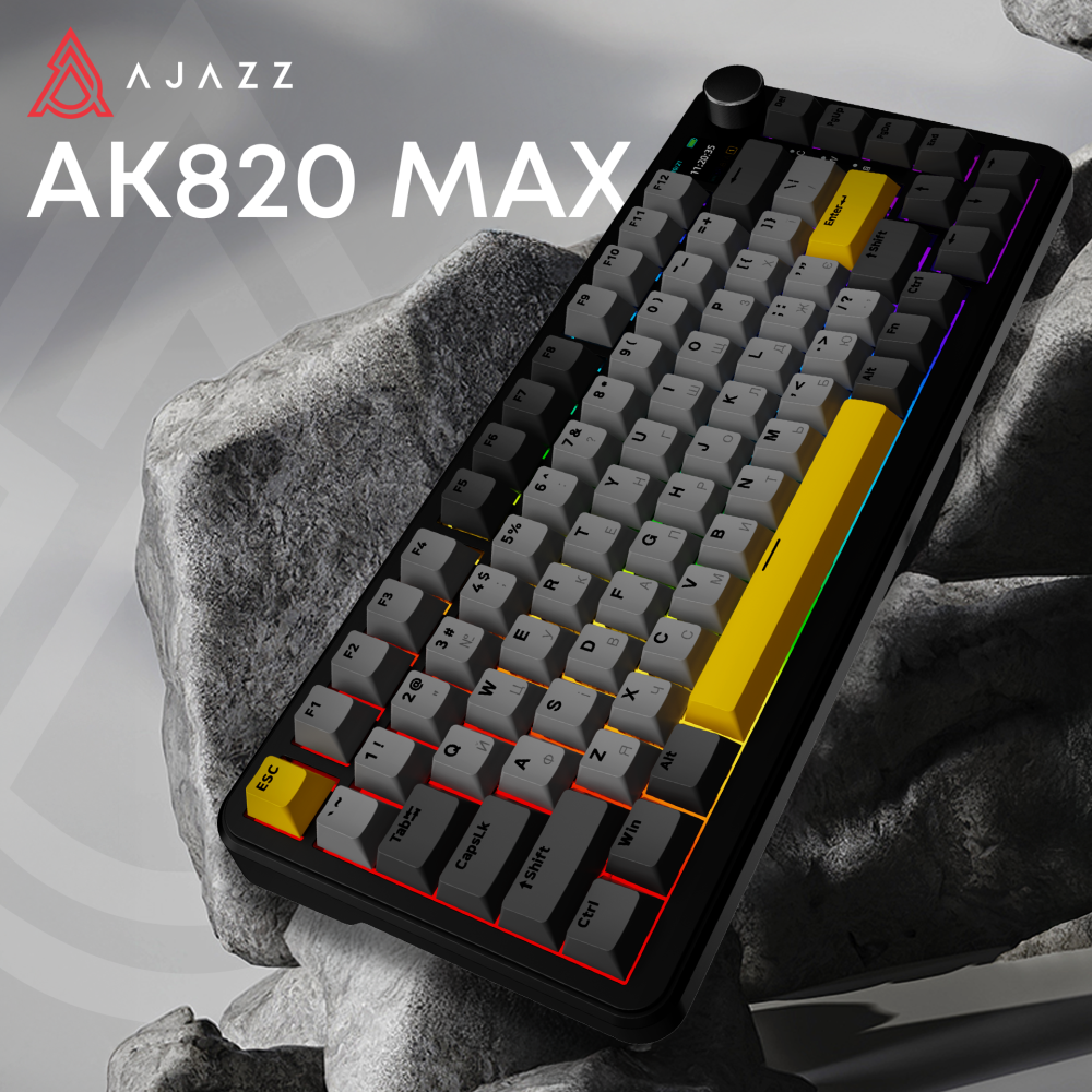 Бездротова механічна клавіатура Ajazz AK820 MAX Magnetic switches - Black (AK820MAX-M-BGY)