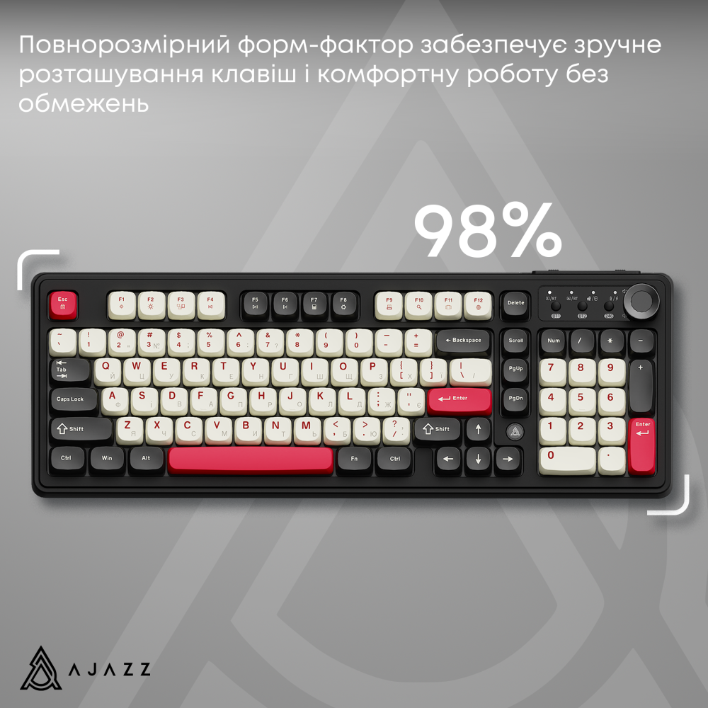 Бездротова клавіатура Ajazz AF98 PLUS Black Shark Red (AF98-PLUS-BSR)