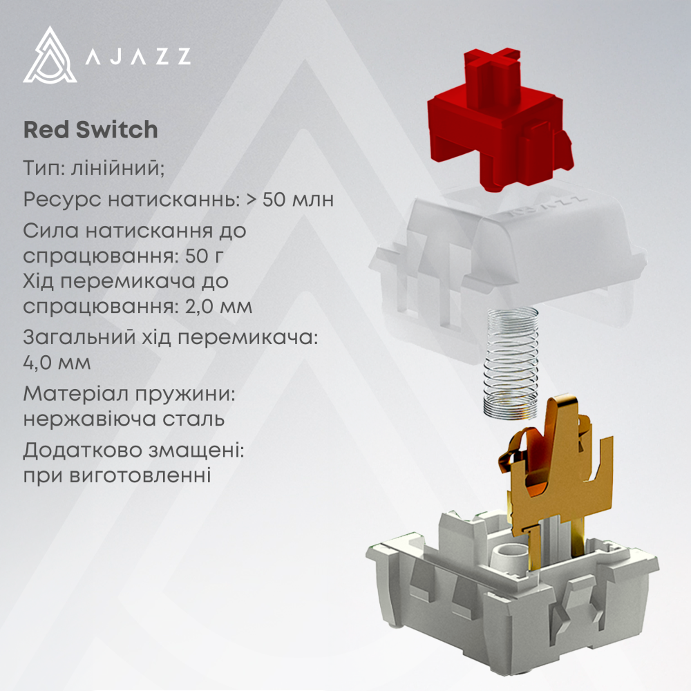 Дротова механічна клавіатура Ajazz NK68 Red switches White (NK68-R-W)