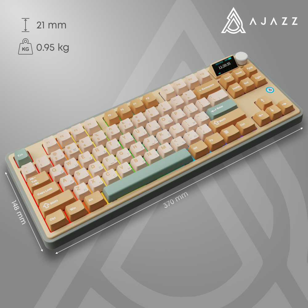 Бездротова механічна клавіатура Ajazz AK870 Jasmine Switch - Yellow (AK870-JS-YWG)