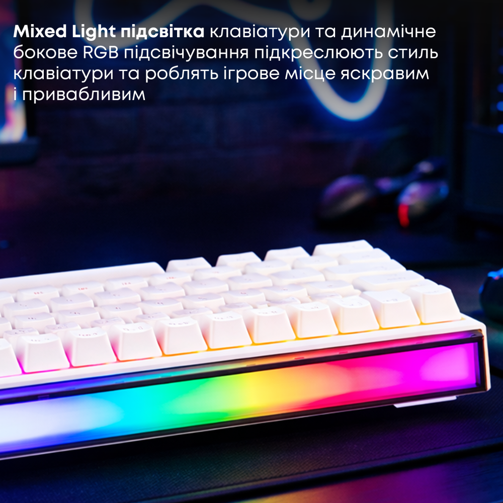 Дротова механічна клавіатура Ajazz NK68 Red switches White (NK68-R-W)